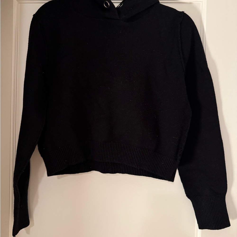 Black Hooded Cropped Sweater